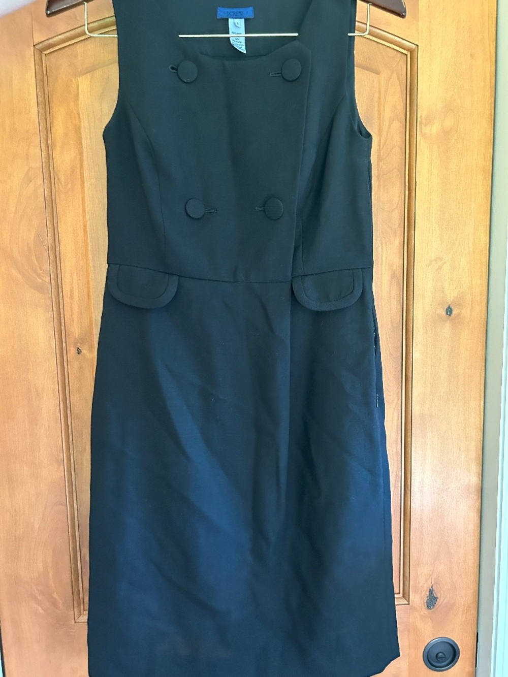 Title: J.Crew 100% Wool Sheath Dress Double Breasted Buttons Black Size 2